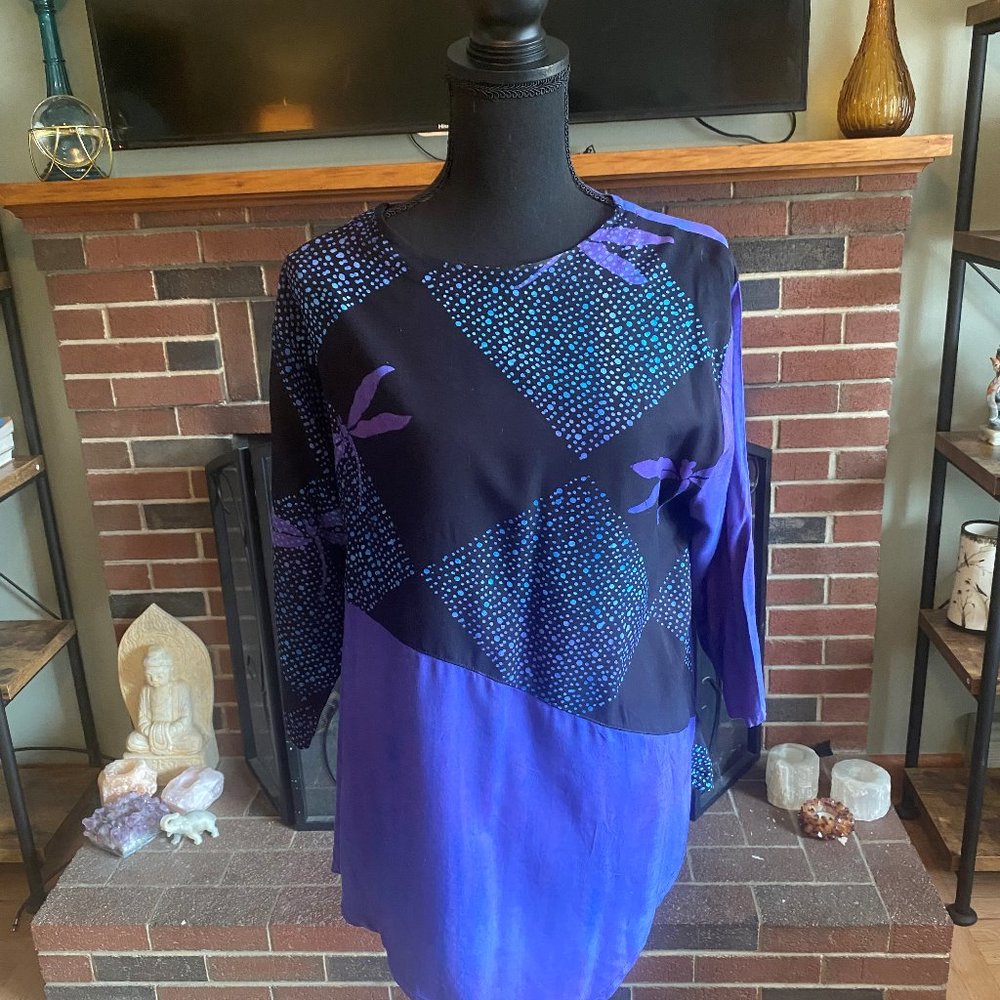 GLOBAL VILLAGE PURPLE DRAGON FLY BLOUSE